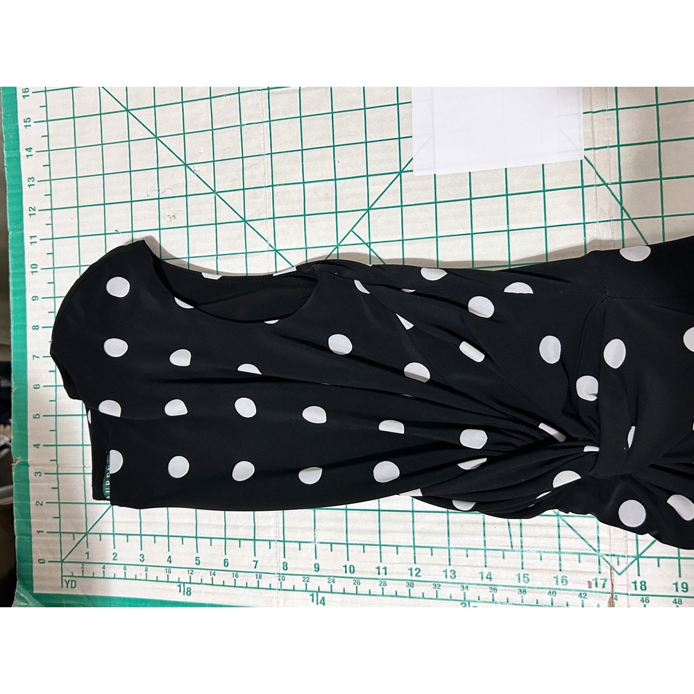 Lauren Ralph Lauren 14 Polka Dot Twist Front Sheath Dress Black White Sleeveless - Picture 5 of 11